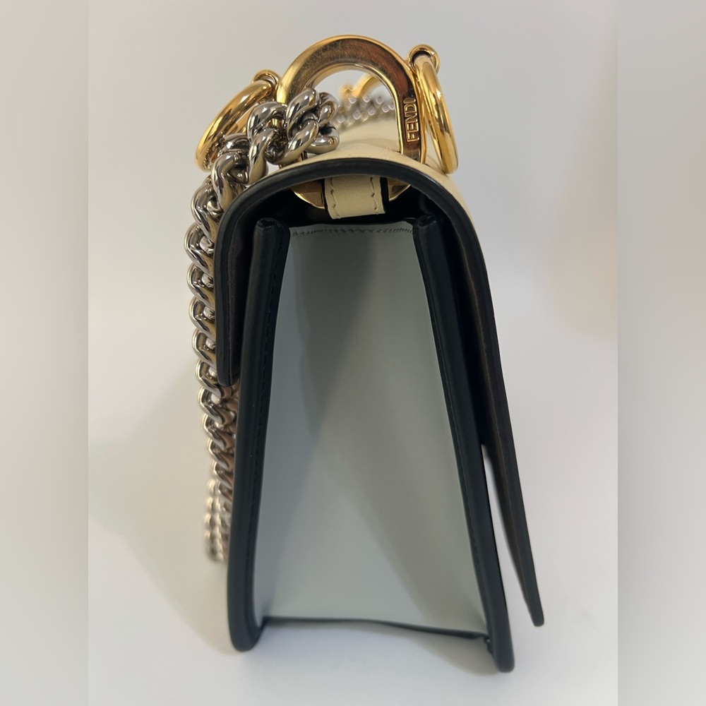 Fendi Kan Tri Color Yellow Beige Blue Chain Strap Authentic - Picture 2 of 16